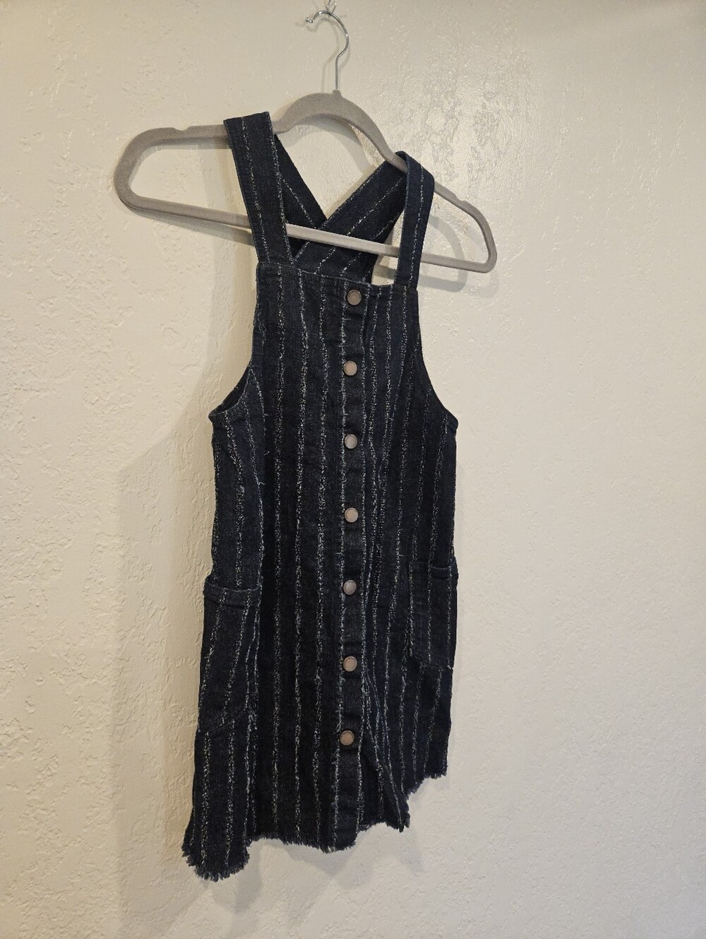 Emporio Armani Teen Blue Denim Pinafore Dress Made In Europe Girl Size 10 Cotton